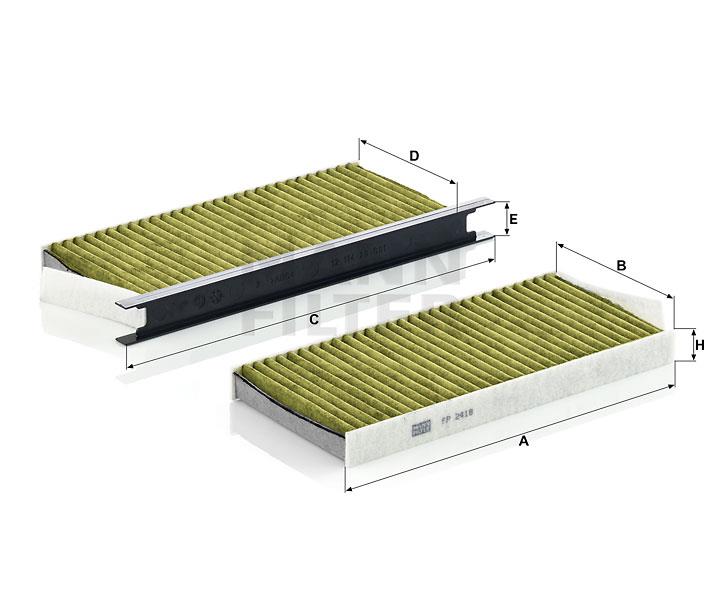 Activated carbon cabin filter with antibacterial effect Mann-Filter FP 2418-2