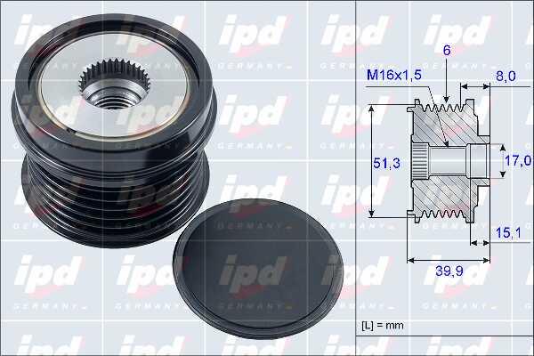 IPD 15-3907 Freewheel clutch, alternator 153907