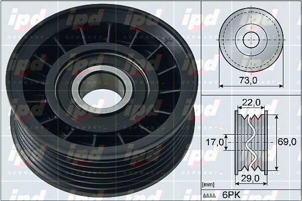 IPD 15-3906 V-ribbed belt tensioner (drive) roller 153906
