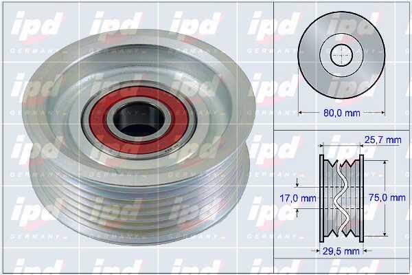 IPD 15-3904 V-ribbed belt tensioner (drive) roller 153904