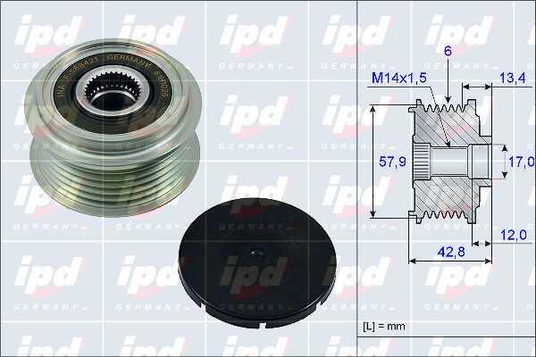 IPD 15-3892 Freewheel clutch, alternator 153892