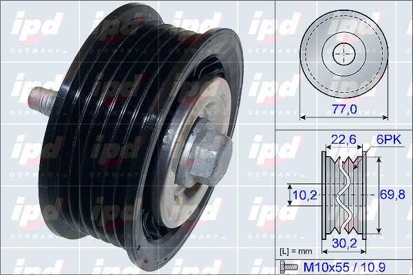 IPD 15-3876 V-ribbed belt tensioner (drive) roller 153876