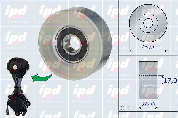 IPD 15-3875 V-ribbed belt tensioner (drive) roller 153875