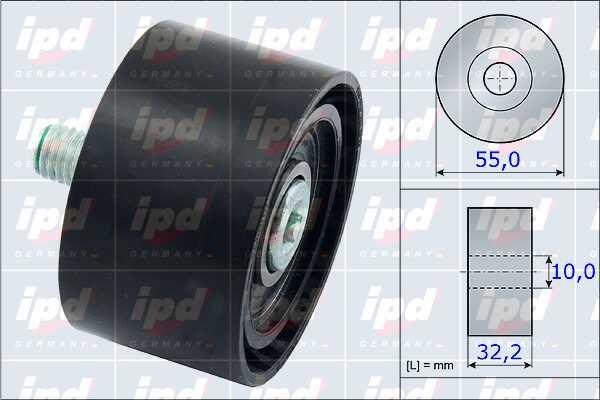 IPD 15-3872 V-ribbed belt tensioner (drive) roller 153872