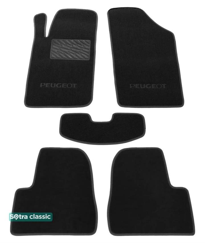 Sotra 00087-GD-BLACK Interior mats Sotra two-layer black for Peugeot 206 (1998-2012), set 00087GDBLACK