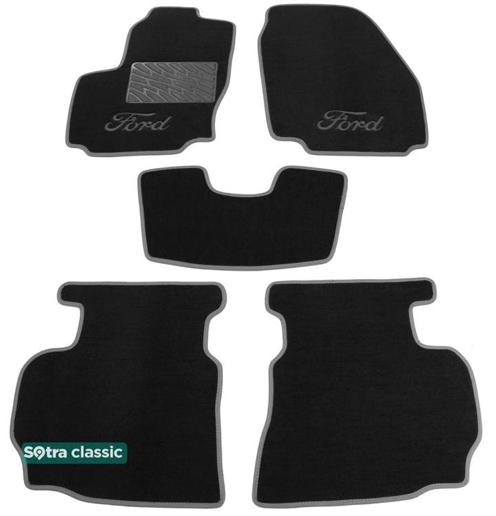 Sotra 06758-GD-BLACK Interior mats Sotra two-layer black for Ford Mondeo (2007-2011), set 06758GDBLACK