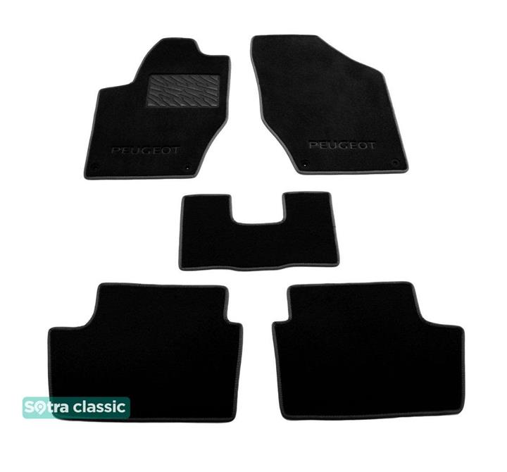 Sotra 06902-GD-BLACK Interior mats Sotra two-layer black for Peugeot 308 (2007-2013), set 06902GDBLACK