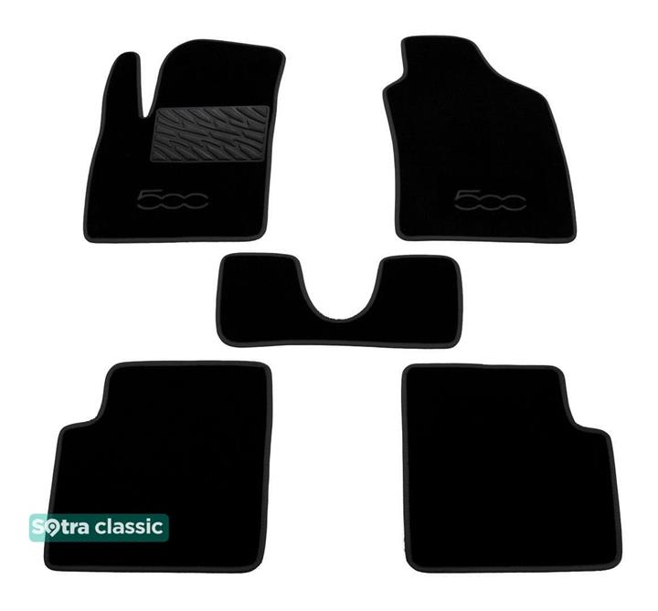 Sotra 07056-GD-BLACK Interior mats Sotra two-layer black for Fiat 500 (2007-), set 07056GDBLACK