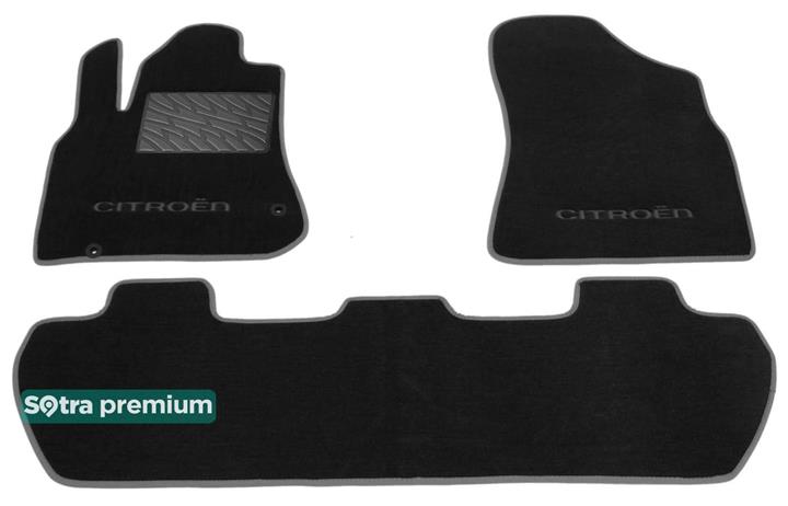 Sotra 07142-CH-BLACK Interior mats Sotra two-layer black for Citroen Berlingo (2008-2018), set 07142CHBLACK
