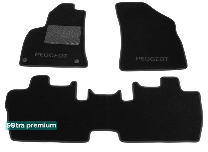 Sotra 07184-CH-BLACK Interior mats Sotra two-layer black for Peugeot 3008/5008 (2008-2016), set 07184CHBLACK