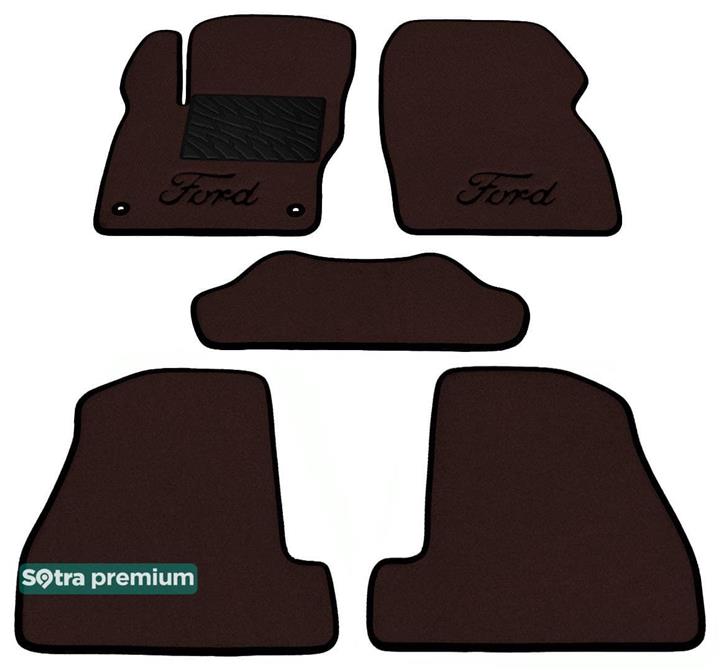 Sotra 07215-CH-CHOCO Interior mats Sotra two-layer brown for Ford Focus (2010-2014), set 07215CHCHOCO