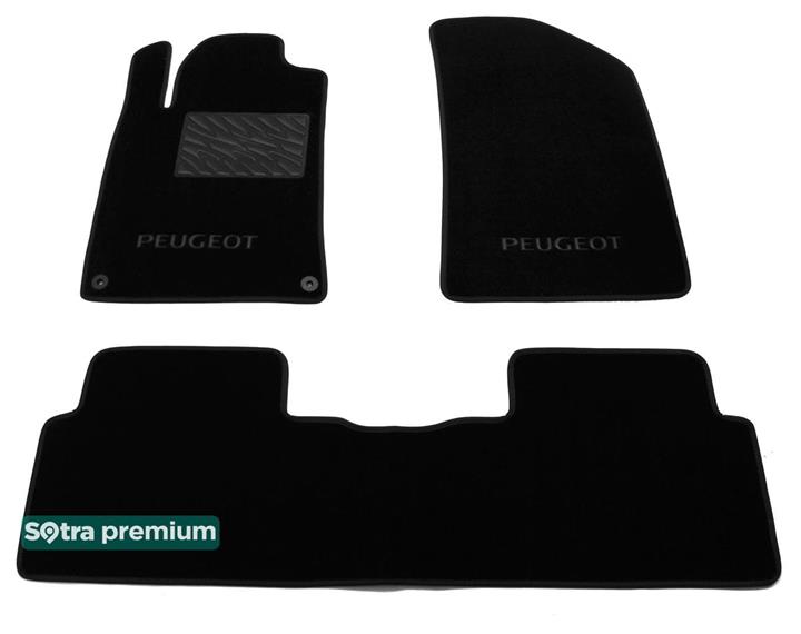 Sotra 07362-CH-BLACK Interior mats Sotra two-layer black for Peugeot 508 (2011-), set 07362CHBLACK