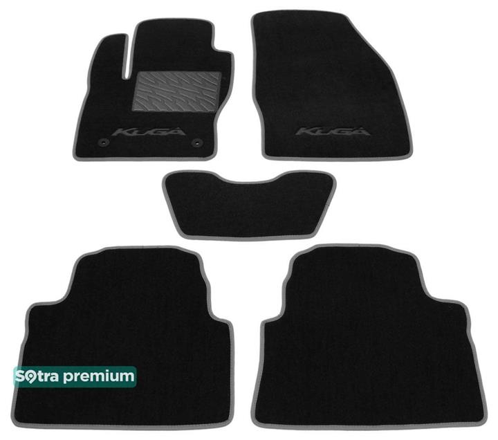Sotra 07379-CH-BLACK Interior mats Sotra two-layer black for Ford Kuga (2008-2012), set 07379CHBLACK