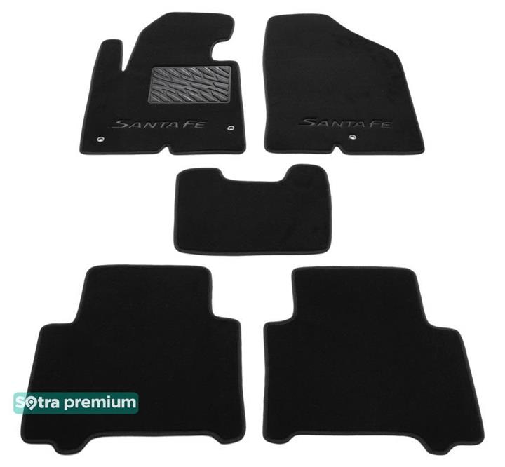 Sotra 07436-CH-BLACK Interior mats Sotra two-layer black for Hyundai Santa fe (2013-), set 07436CHBLACK