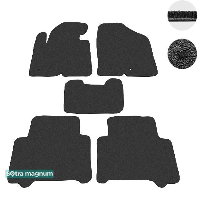 Sotra 07436-MG15-BLACK Interior mats Sotra two-layer black for Hyundai Santa fe (2013-), set 07436MG15BLACK