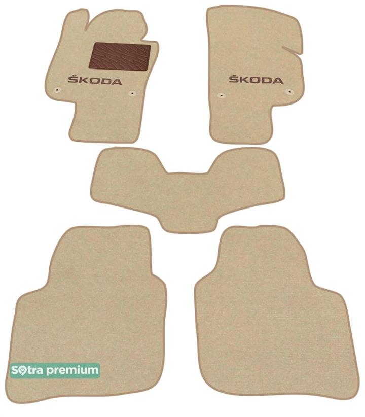 Sotra 07540-CH-BEIGE Interior mats Sotra two-layer beige for Skoda Superb (2013-2015), set 07540CHBEIGE