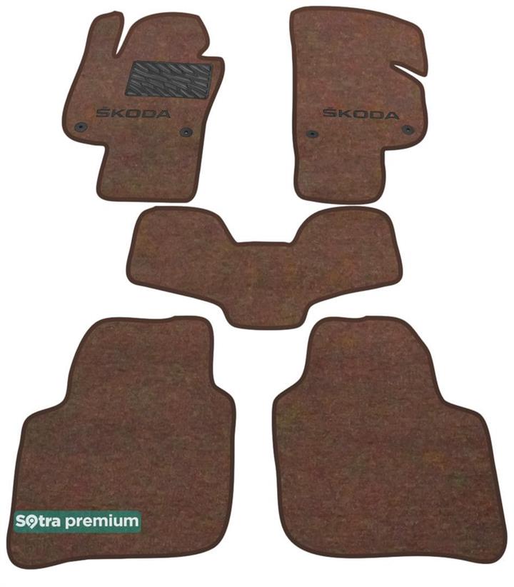 Sotra 07540-CH-CHOCO Interior mats Sotra two-layer brown for Skoda Superb (2013-2015), set 07540CHCHOCO