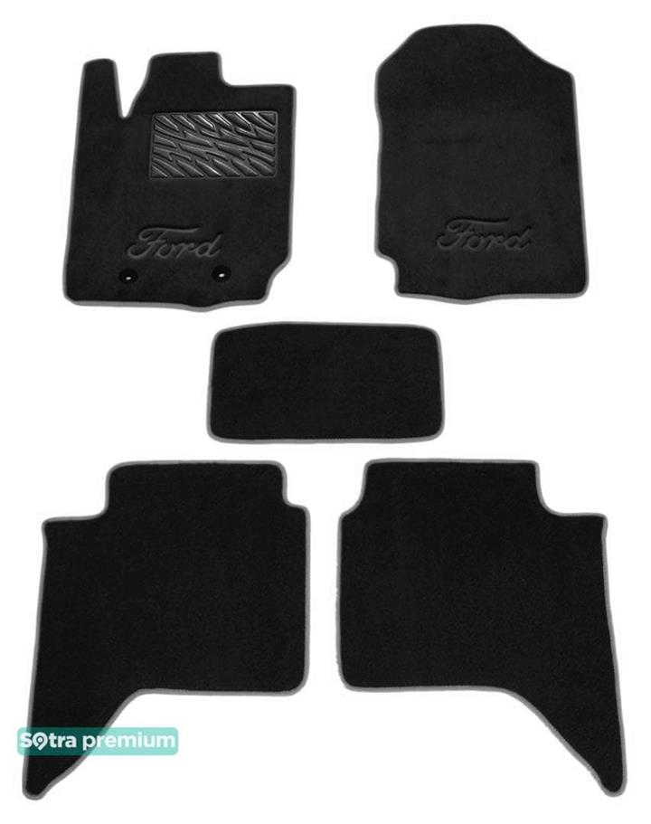 Sotra 08551-CH-BLACK Interior mats Sotra two-layer black for Ford Ranger (2012-), set 08551CHBLACK