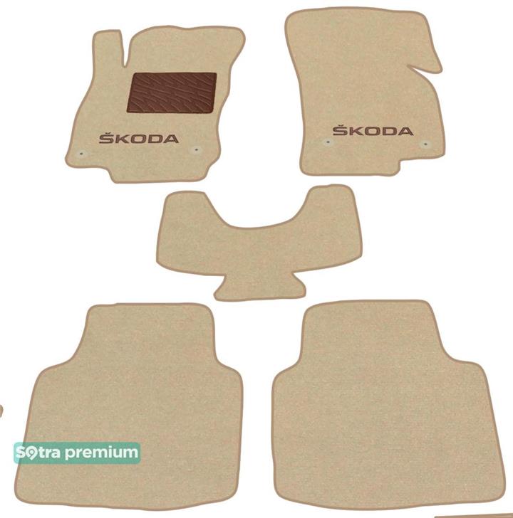 Sotra 08705-CH-BEIGE Interior mats Sotra two-layer beige for Skoda Superb (2015-), set 08705CHBEIGE
