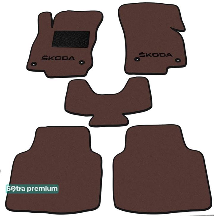 Sotra 08705-CH-CHOCO Interior mats Sotra two-layer brown for Skoda Superb (2015-), set 08705CHCHOCO