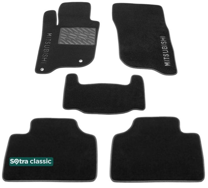 Sotra 08655-6-GD-BLACK Interior mats Sotra two-layer black for Mitsubishi Pajero sport (2016-), set 086556GDBLACK