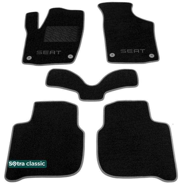 Sotra 07492-6-GD-BLACK Interior mats Sotra two-layer black for Seat Toledo (2012-2018), set 074926GDBLACK