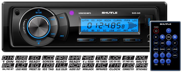 Shuttle SUD-345 BLACK/BLUE Car radio SUD345BLACKBLUE