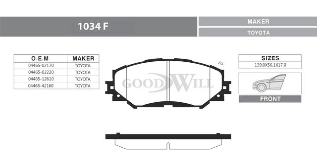 Goodwill 1034 F Brake Pad Set, disc brake 1034F