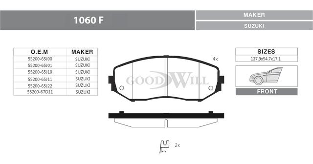 Goodwill 1060 F Brake Pad Set, disc brake 1060F