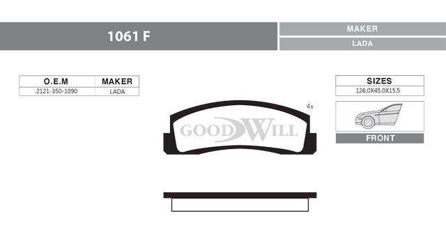 Goodwill 1061 F Brake Pad Set, disc brake 1061F