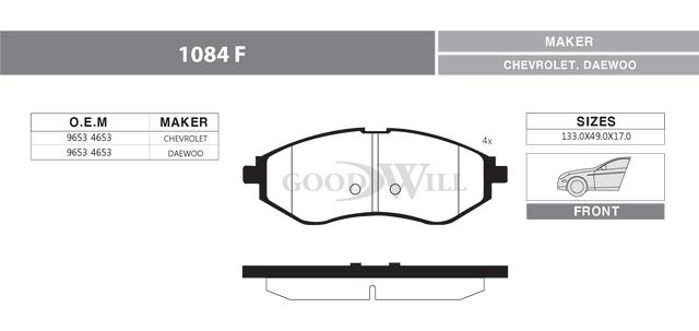 Goodwill 1084 F Brake Pad Set, disc brake 1084F