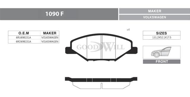Goodwill 1090 F Brake Pad Set, disc brake 1090F