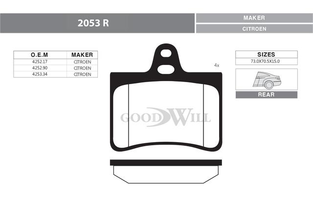 Goodwill 2053 R Brake Pad Set, disc brake 2053R