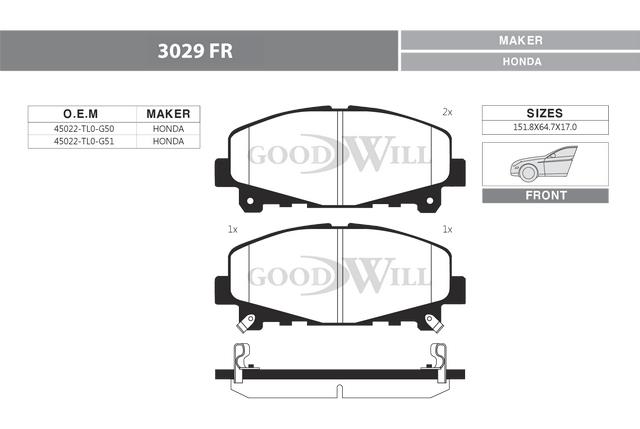 Goodwill 3029 FR Brake Pad Set, disc brake 3029FR