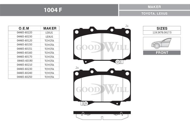 Goodwill 1004 F Brake Pad Set, disc brake 1004F