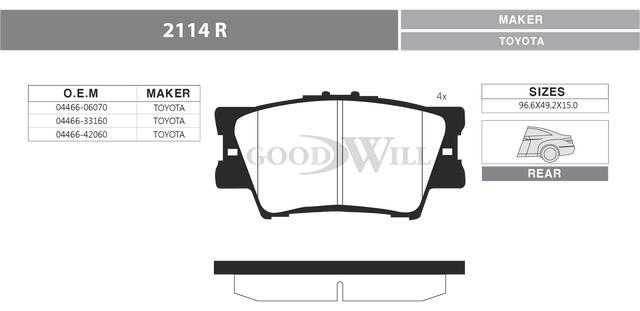 Goodwill 2114 R Brake Pad Set, disc brake 2114R