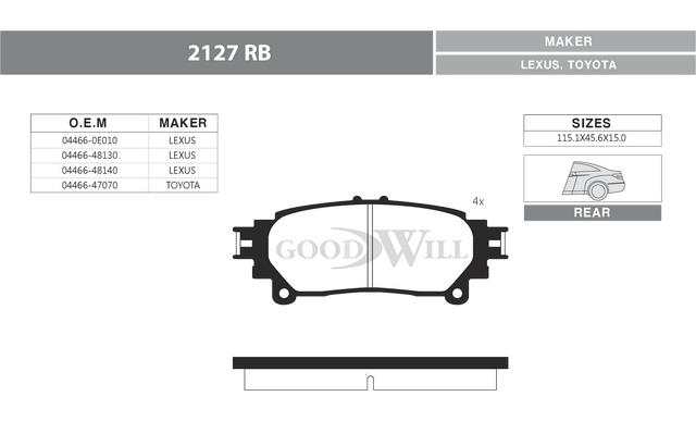 Goodwill 2127 R Brake Pad Set, disc brake 2127R