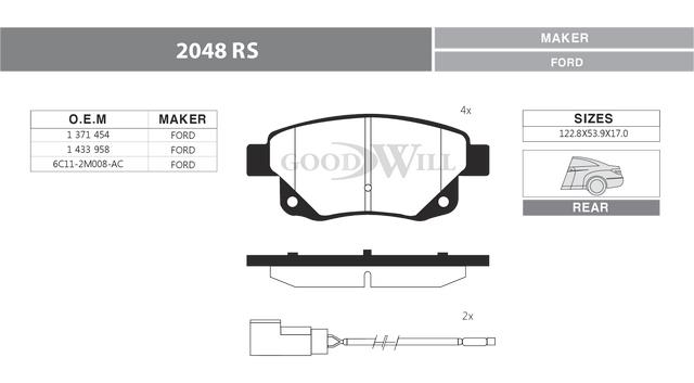Goodwill 2048 RS Brake Pad Set, disc brake 2048RS