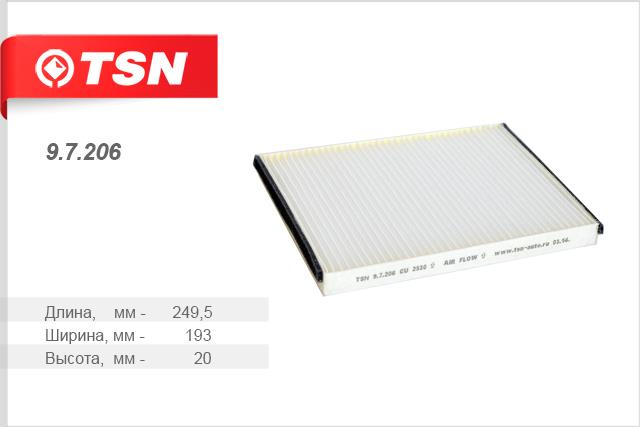 TSN 9.7.206 Filter, interior air 97206