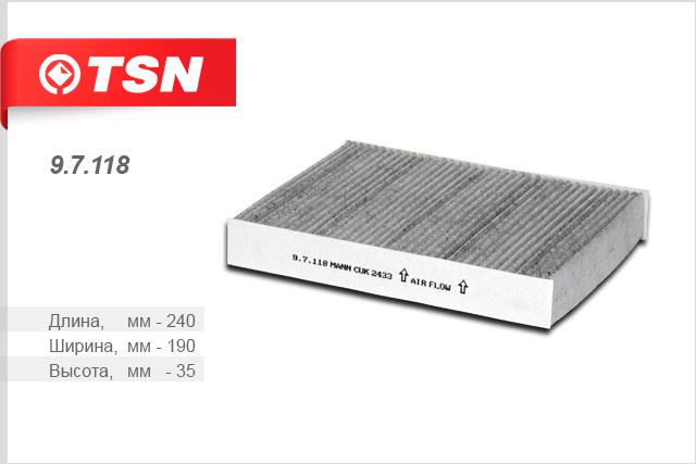 TSN 9.7.118 Activated Carbon Cabin Filter 97118