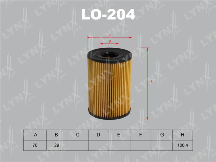 LYNXauto LO-204 Oil Filter LO204