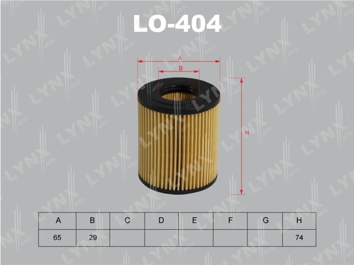 LYNXauto LO-404 Oil Filter LO404