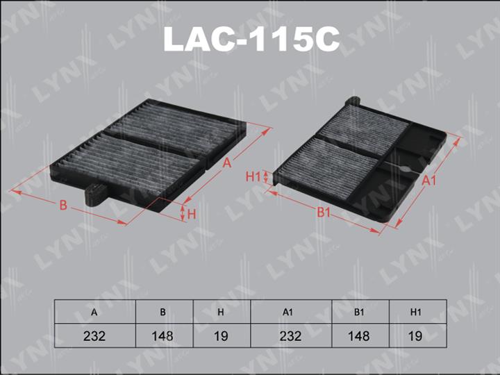 LYNXauto LAC-115C Activated Carbon Cabin Filter LAC115C
