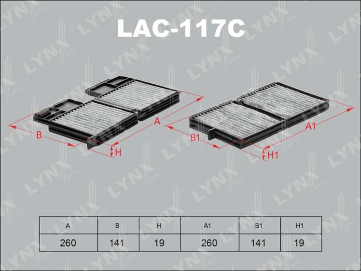 LYNXauto LAC-117C Activated Carbon Cabin Filter LAC117C