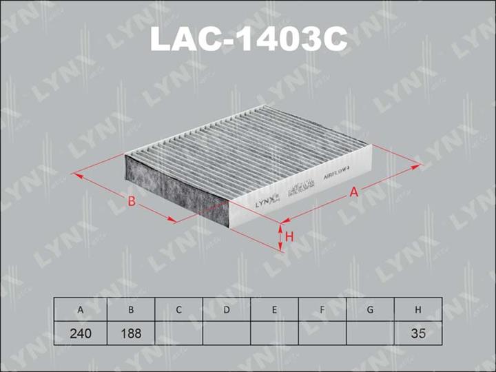 LYNXauto LAC-1403C Activated Carbon Cabin Filter LAC1403C