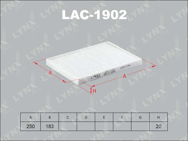LYNXauto LAC-1902 Activated carbon cabin filter with antibacterial effect LAC1902