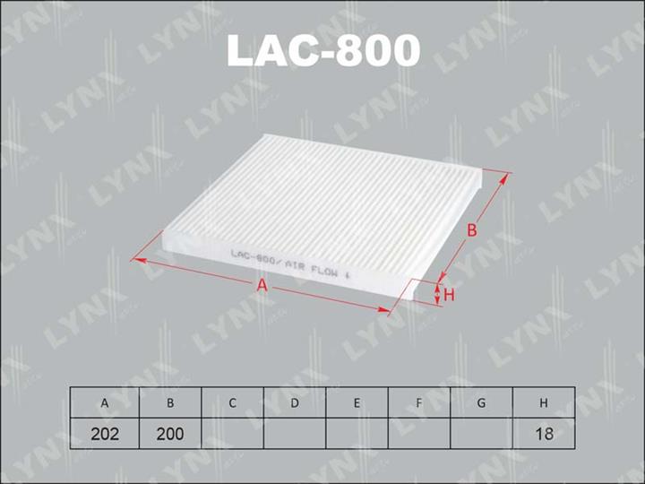 LYNXauto LAC-800 Filter, interior air LAC800