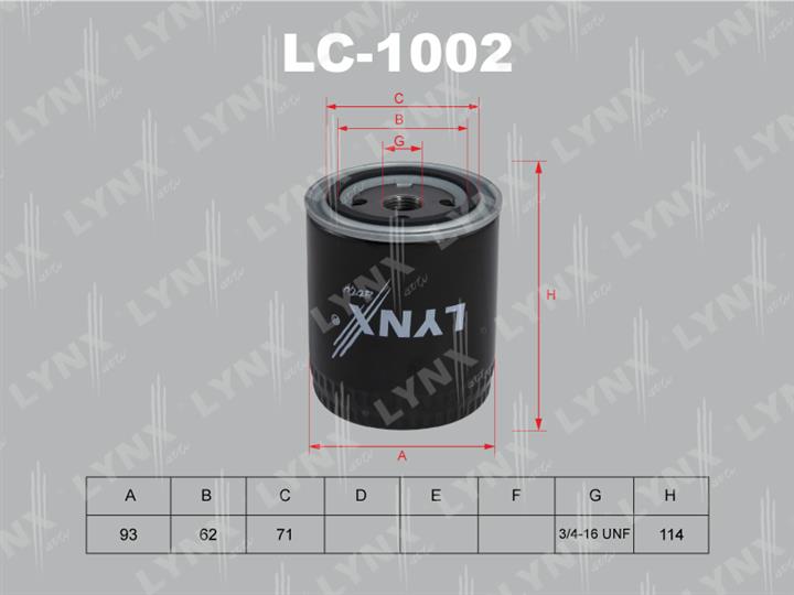 LYNXauto LC-1002 Oil Filter LC1002