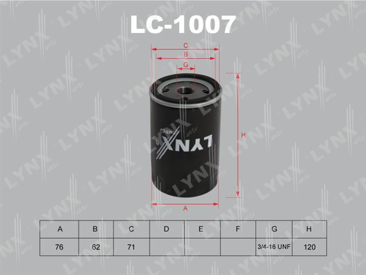 LYNXauto LC-1007 Oil Filter LC1007