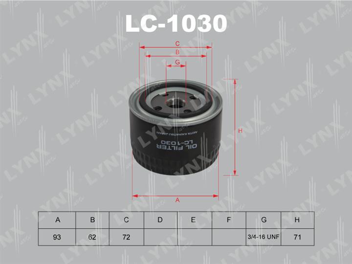 LYNXauto LC-1030 Oil Filter LC1030